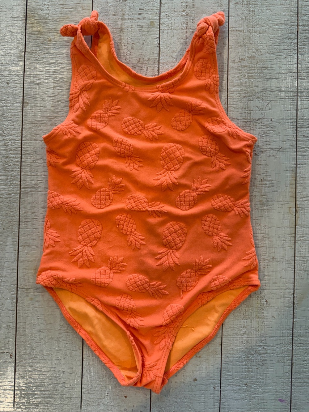 Bmagical btween Orange Pineapple Textured One-Piece Swimsuit Girls Size 8